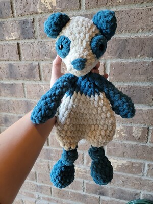 Crochet lovey snuggler - blue and white - image4